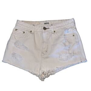 BDG Cream Super High Rise Cheeky Fringe Denim Shorts 29W